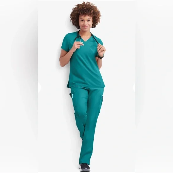 UA Butter-Soft Stretch Teal Scrubs - Picture 2 of 6